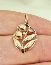 Antique Edwardian 9k 9ct Gold Lily of the Valley Pendant Charm 9CT