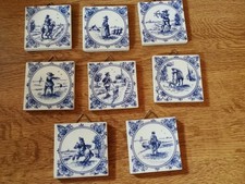 Set Of 8 Antique Delft Tiles