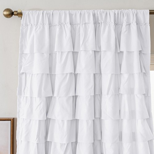 White ruffle curtain - 54, inch