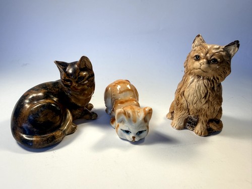 Vintage ceramic cat figurines - ceramic,