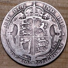 1907 King Edward VII Half Crown Great condition 13.7 grams Sterling Silver 