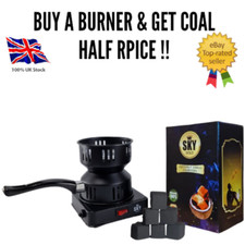 Electric Hookah Coal Burner & 100% Coconut Charcoal Cubes 72pcs sky Gold