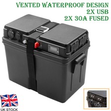Trolling Motor Battery Power Box Waterproof Storage Box with Voltmeter Display