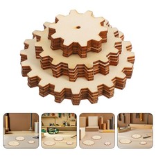 45 Pcs Wood Slices With Holes Wooden Gear Parts For Craft Activities