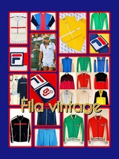 Fila Borg Merino Wool Tennis Cardigan Navy Vintage 80s Made In Italy Medium BJ