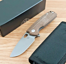 Fox Core Linerlock Folding Knife 3.15" Elmax Steel Blade Brown Micarta Handle