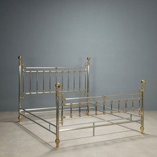 Antique Double Bed Polished Brass Italy XX Century Original