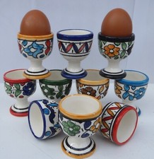 HAND PAINTED CERAMIC EGG CUPS * FES POTTERY