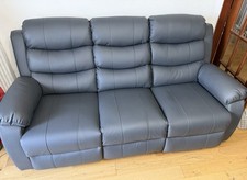 Grey Leather Recliner Sofa 3