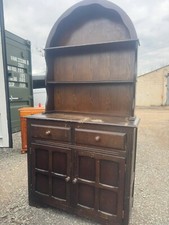 Custom painted small carved vintage dutch dresser plate rack storage cupboard