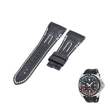 Velatura SUN013P1 26mm Black Leather Watch Strap For Seiko