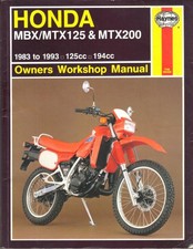 HONDA MTX125,MTX200,MBX125 HAYNES WORKSHOP MANUAL 1983-1993
