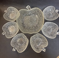 Vintage Ravenhead Siesta Apple Glass Dessert Bowls Set 1 x Large 6 x Small 1970s