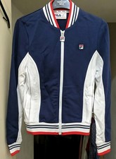 FILA Borg Settanta Retro Original Track Top Jacket XS 34 Blue White Britpop Mod 