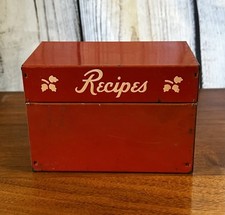 Vintage Red Metal Tin Recipe