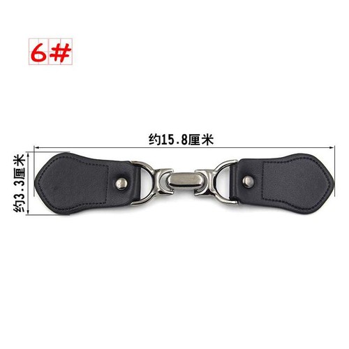 Black leather toggle button - leather,