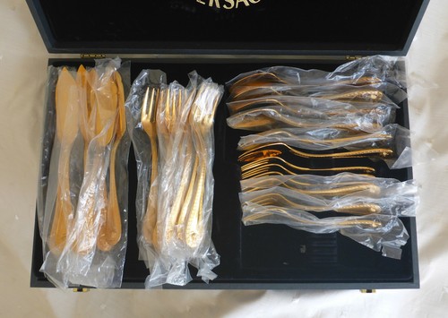 Versace gold plated cutlery - versace,