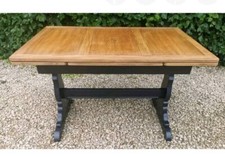 BEAUTIFUL ERCOL EXTENDABLE REFECTORY DINING TABLE IN PITCH BLACK FARROW AND BALL