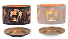 Aroma Jar Candle Metal Silhouette Shade & Tray Set Stag Design