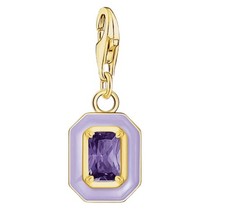 Thomas Sabo Charm Violet & Gold Octagon Gold Plated 925 Silver Brand New RRP £65