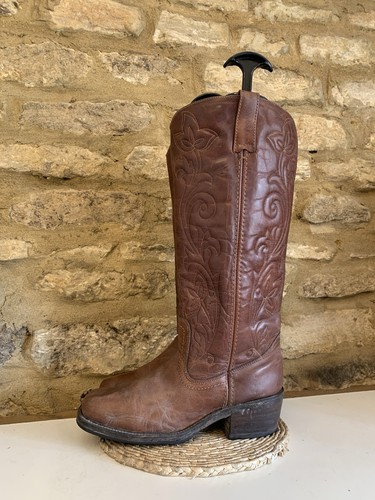 Buffalo brown leather - brown, floral