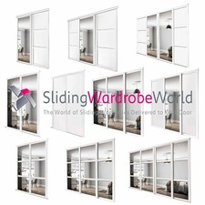 Shaker WHITE & Mirror SpacePro Sliding Wardrobe Door Kits & tracks (All sizes) 