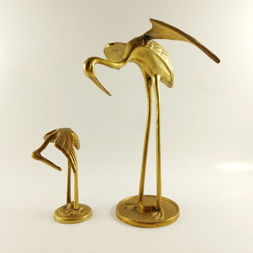 Vintage brass birds stork - brass,