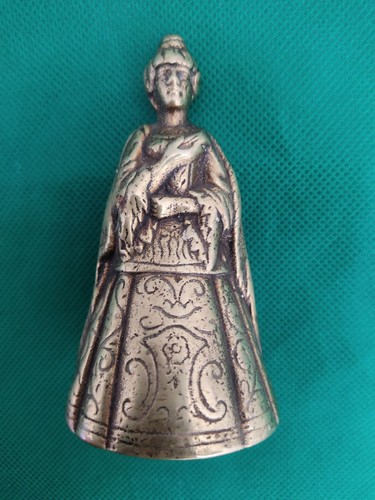 Vintage brass lady table - brass, bell
