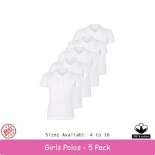 Girls 5 Pack Polo Shirts Stay