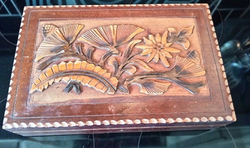 Vintage carved wooden box - vintage,
