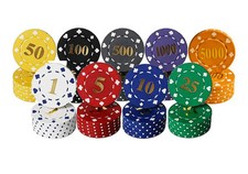NUMBERED POKER CHIPS HOT STAMPED GOIL FOIL BOTH SIDES 11.5G SUITED DESIGN Pk 25