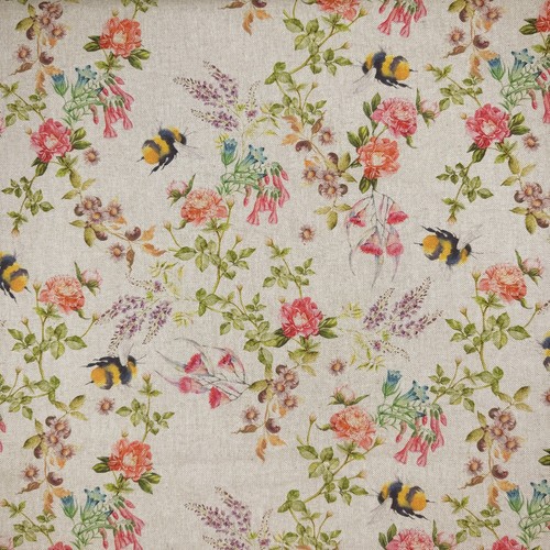Canvas fabric botanical bees - fabric,
