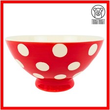 Whittard of Chelsea Cereal Soup Bowl Footed Polka Dot Spot Red Handpainted Retro