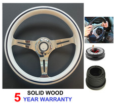 WHITE WOOD QUICK RELEASE STEERING WHEEL AND BOSS HUB KIT FIT VW T4 TRANSPORTER