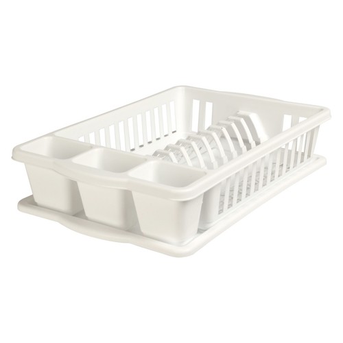 White plastic dish drainer - dish,