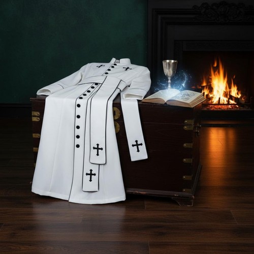 Cross print priest robe - cross,