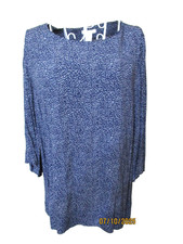 H&M women's blue white 3/4 sleeve tunic style top size EUR 38 fit UK 12