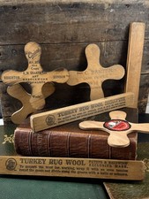 Vintage Wooden Rug Wool Gauge Tools Patons Baldwin C. Banter A.H. Sharpe Ltd