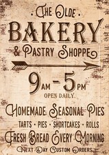 Bakery Shop Vintage Retro Style Metal Sign, kitchen, gift, cakes, baking, pastry