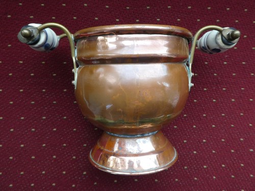 Used vintage copper plant pot - used,