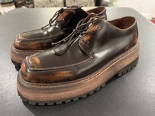MARSELL Size 43 US 10 Brown Antique Leather Platform Lace Up Shoes Oxfords Italy
