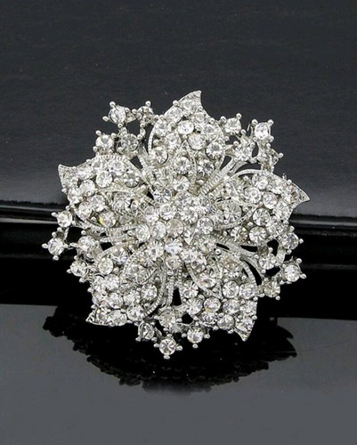Flower brooch with clear - flower,