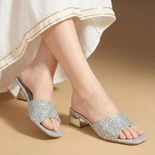 Women Diamante Slip-On Block