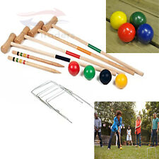 Outdoor Wooden Garden Lawn Children Family Game Giant Croquet Set for 4 Players