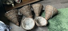 Willow Wicker Cone Hanging Basket Set of 4 cone shaped and Two Round Baskets