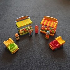 ELC Happyland Greengrocer & Petula's Flower Stall Playset Bundle Figures Vans
