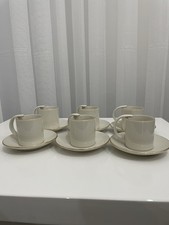 Espresso / Turkish Coffee Cup Set of  6, Cream With Gold Rim Detail