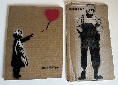 Banksy cardboard artworks - cardboard,