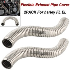 2PCS Stainless Flexible Exhaust Pipe Cover For Harley Knucklehead Panhead FL EL