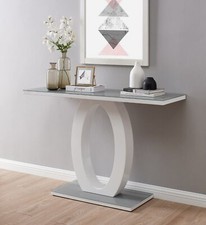 GIOVANI White Gloss and Grey/Black Glass Living Room Hallway Console Lamp Table